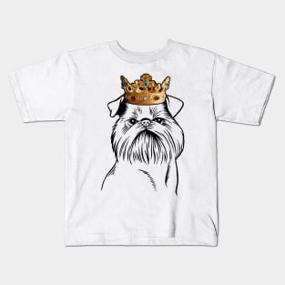 Brussels Griffon Dog King Queen Wearing Crown Kids T-Shirt